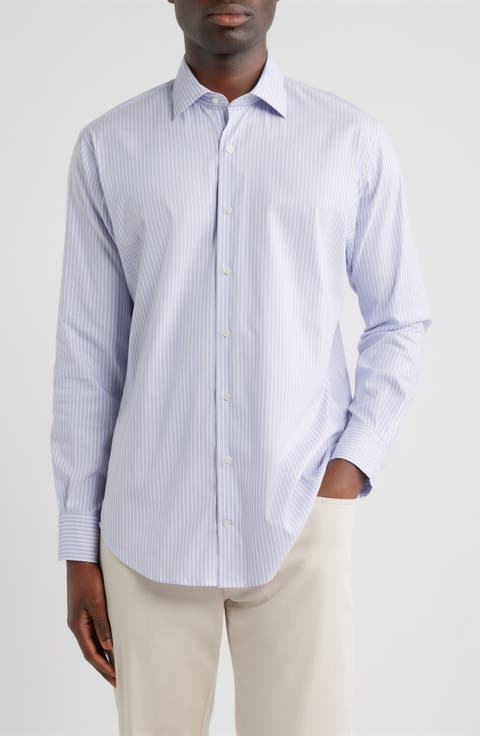 Langley Stripe Crown Lite Performance Twill Button-Up Shirt