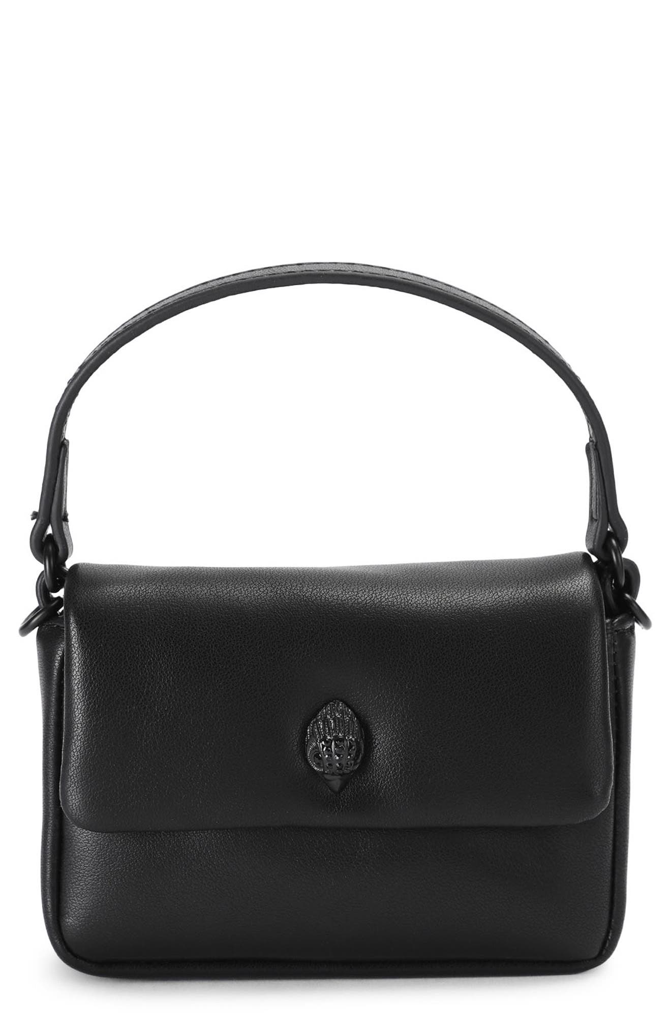 Micro Oxford Faux Leather Crossbody Bag, Main, color, BLACK