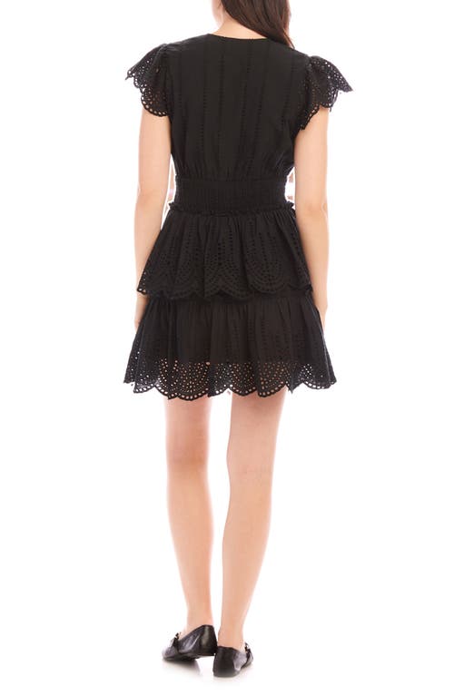 Fifteen Twenty Isla Eyelet Embroidered Minidress In Black