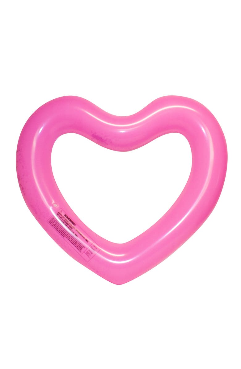 Coconut Float Pink Glitter Heart Pool Float 48X40 Inch, Inflatable, Alternate, color, Pink
