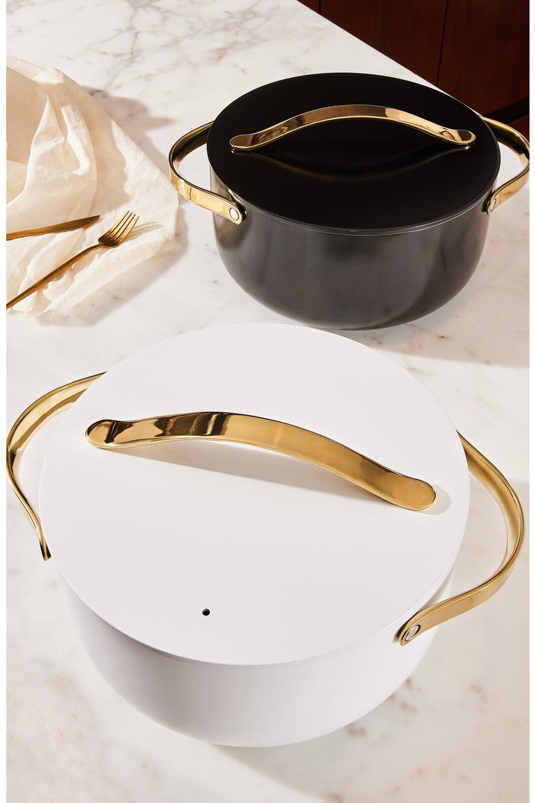 6.5 Quart Dutch Oven With Lid, Alternate, color, BLACK/ GOLD