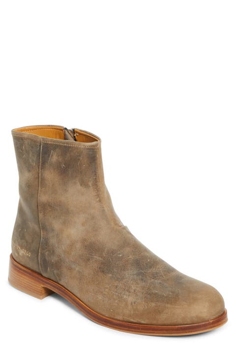 Waxed Leather Zip Boot (Men)