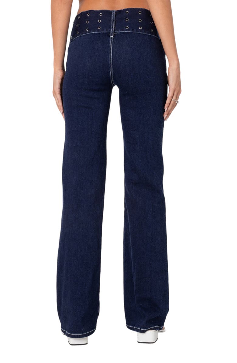 EDIKTED Belted Flare Jeans, Alternate, color, 