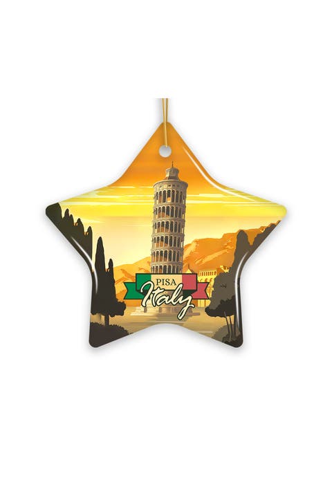 Pisa Italy Sunset Leaning Tower Star Ceramic Ornament