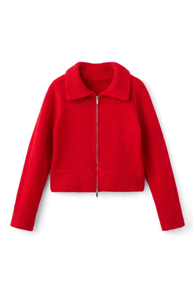 Zip-Front Cardigan, Alternate, color, RED