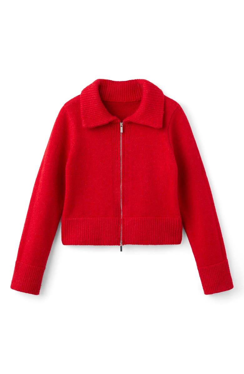 MANGO Zip-Front Cardigan, Alternate, color, Red
