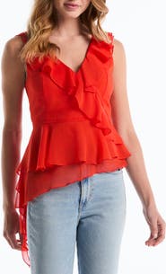 Laundry by Shelli Segal Asymmetric Ruffle Top