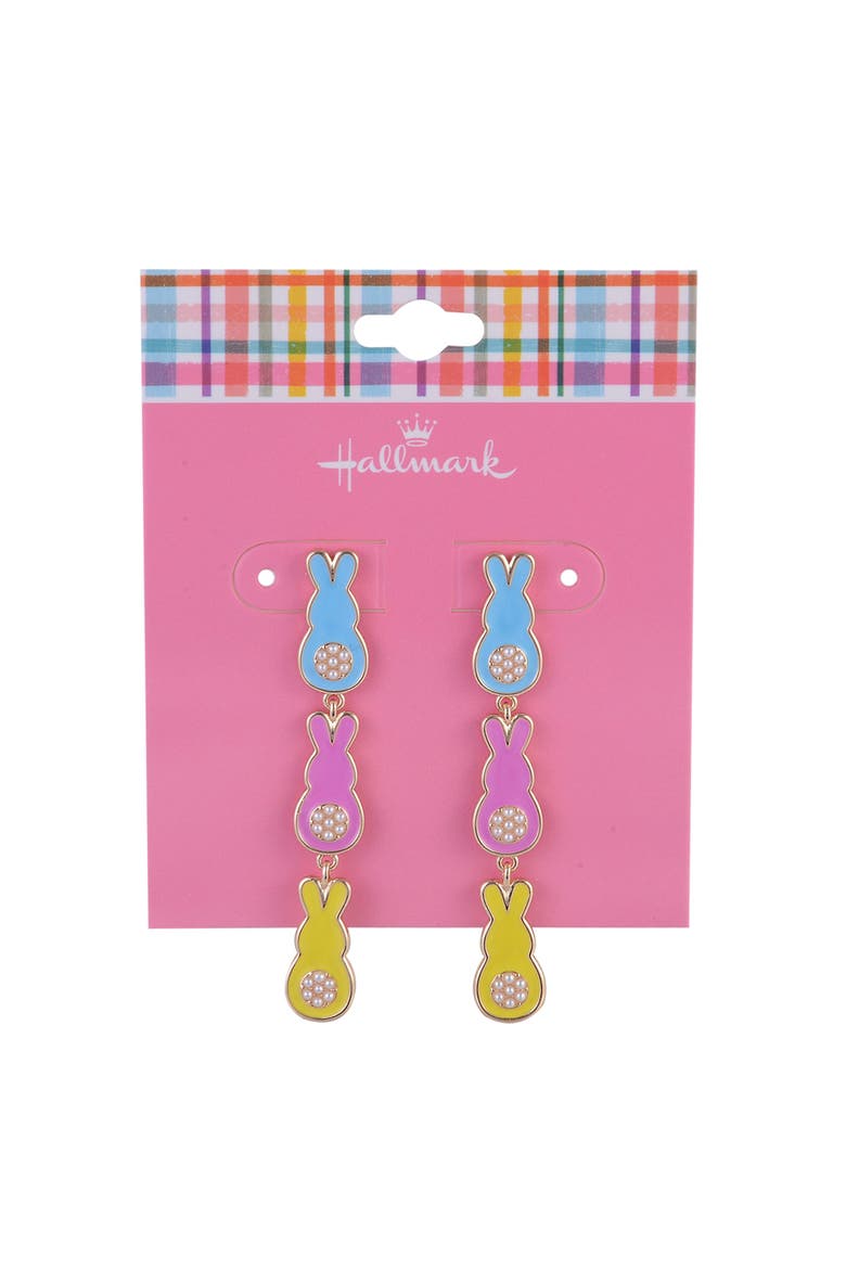 Linear Easter Bunny Earrings, Alternate, color, PInk