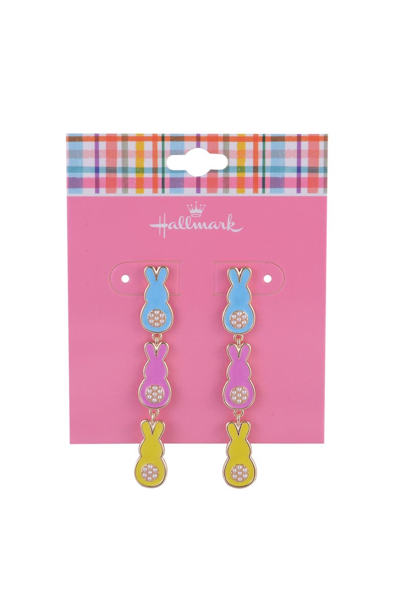 Hallmark Linear Easter Bunny Earrings, Alternate, color, Pink