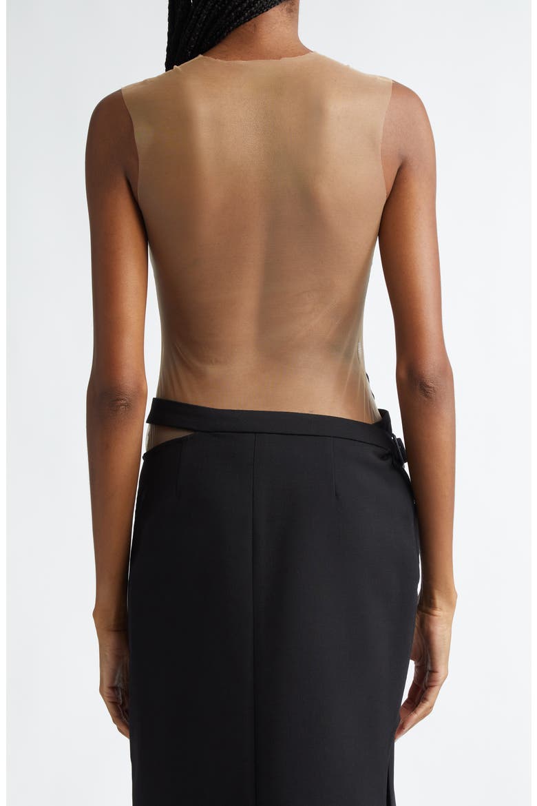 Frame Illusions Inset Sequin Bodysuit (Nordstrom Exclusive), Alternate, color, SAND / BLACK