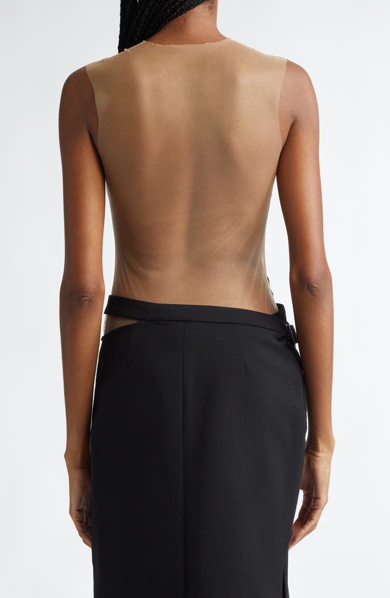 Courrèges Frame Illusions Inset Sequin Bodysuit, Alternate, color,