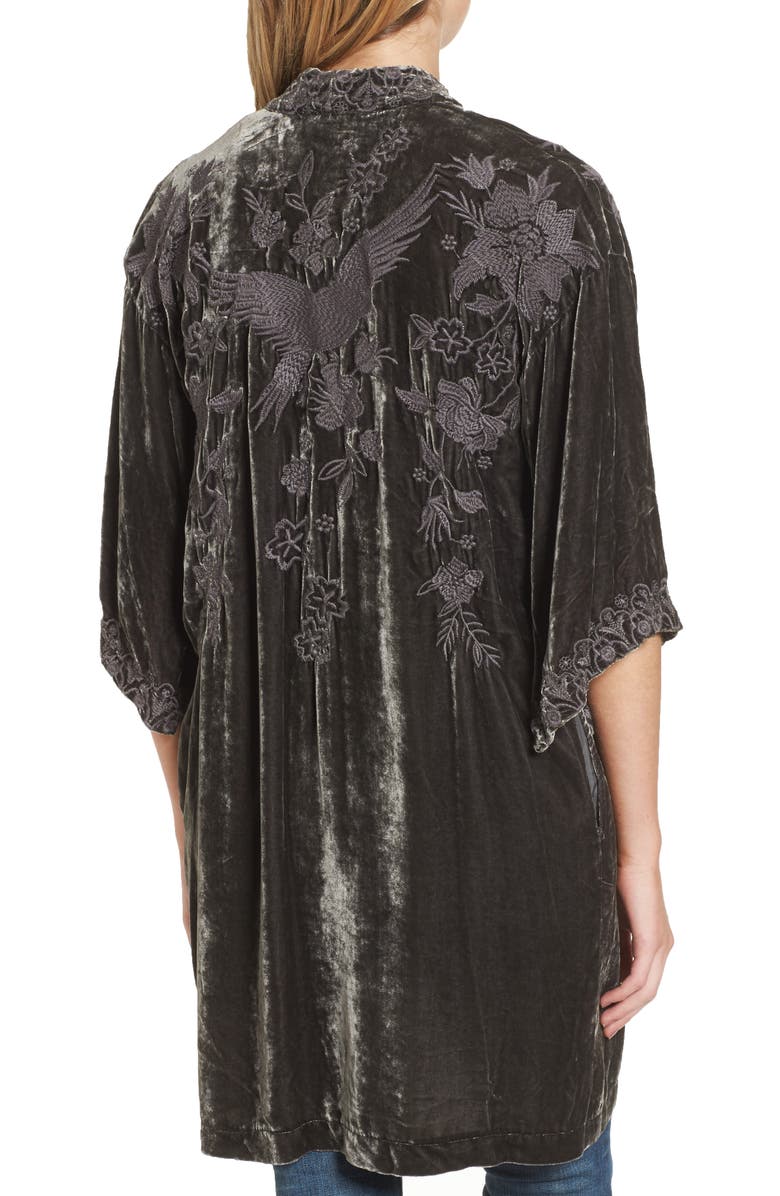 Johnny Was Parina Embroidered Velvet Kimono, Alternate, color, 
