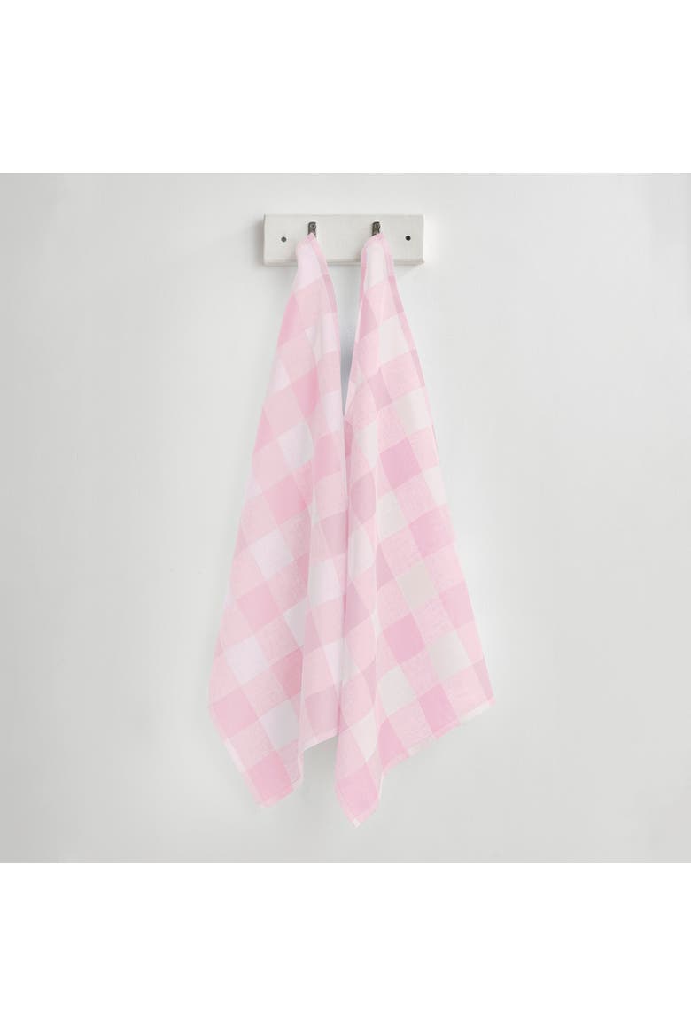 Linen Kitchen Towels Set of 2, 16.5 x 26.5" - Buffalo Check, Main, color, Marshmellow Pink