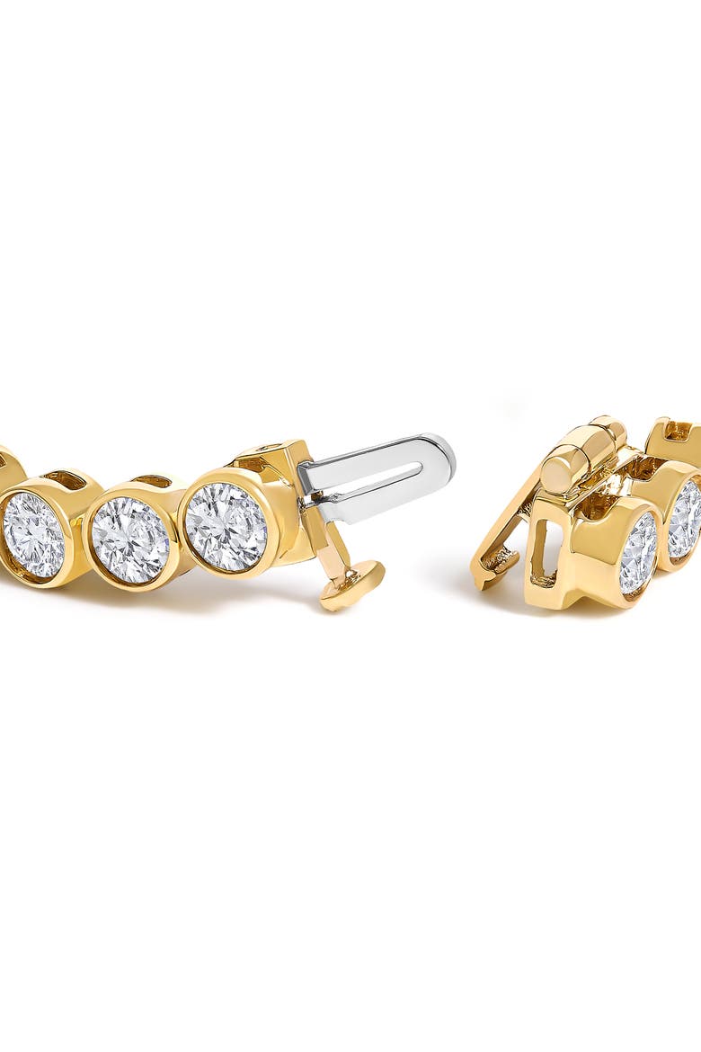 10K Yellow Gold 8.0 Cttw Bezel Set Round Diamond Tennis Bracelet, Alternate, color, Yellow Gold