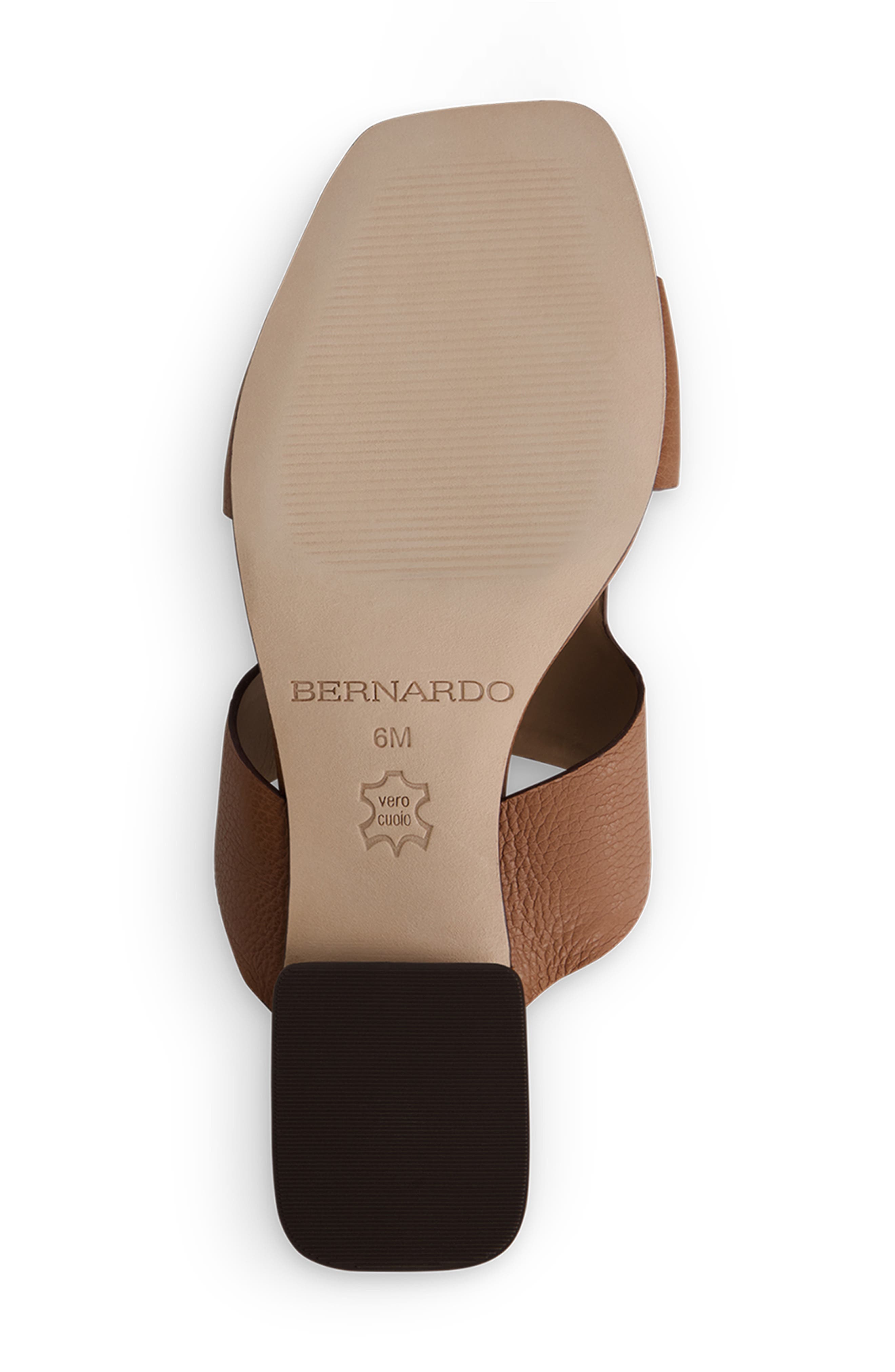 Bernardo Jewel Low Block Heel Sandal, Alternate, color, Luggage Tumbled Calf