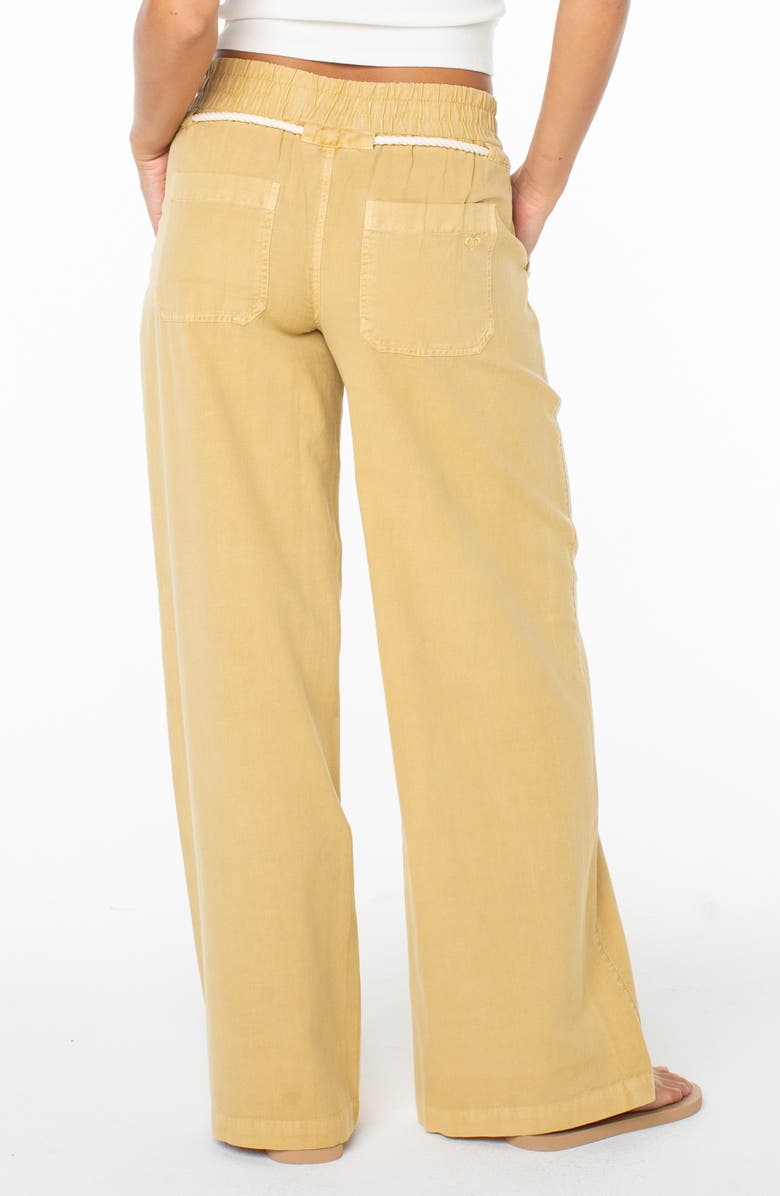 Roxy Paddle On Drawstring Cotton & Linen Pants, Alternate, color, Curry