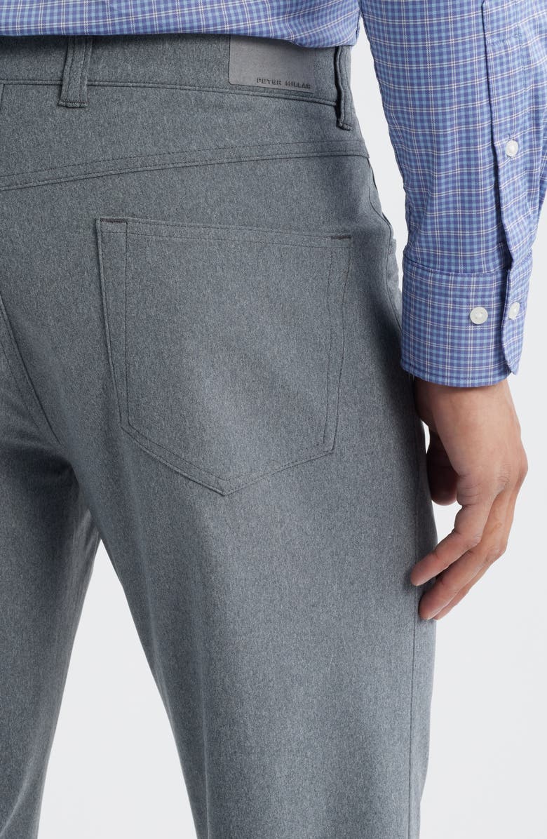 Peter Millar Brevard Performance Flannel Five-Pocket Pants, Alternate, color, Charcoal