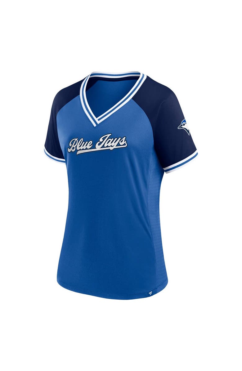 FANATICS Women's Fanatics Branded Royal Toronto Blue Jays Glitz & Glam League Diva Raglan V-Neck T-Shirt, Alternate, color, 