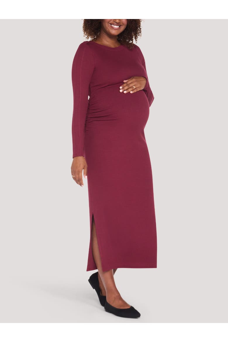 Envelope Neck Long Sleeve Maxi Dress, Alternate, color, Zinfandel