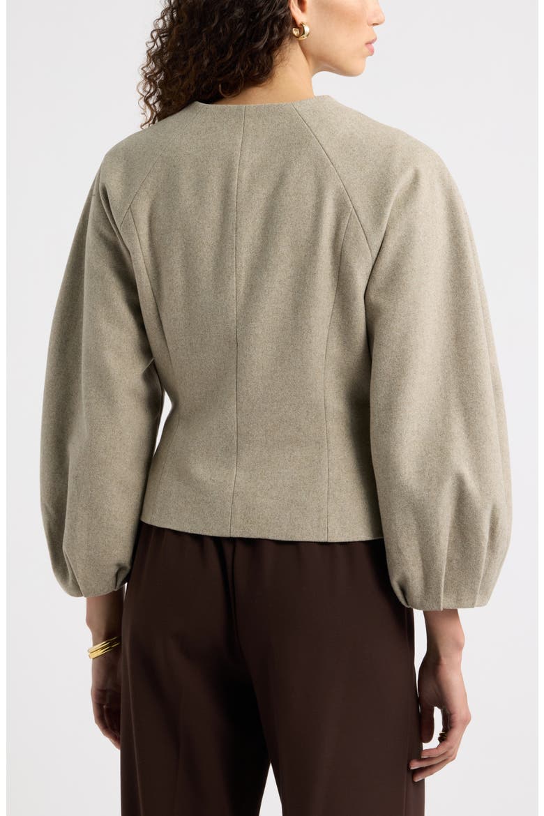 Collarless Sculpted Jacket, Alternate, color, BEIGE HEATHER