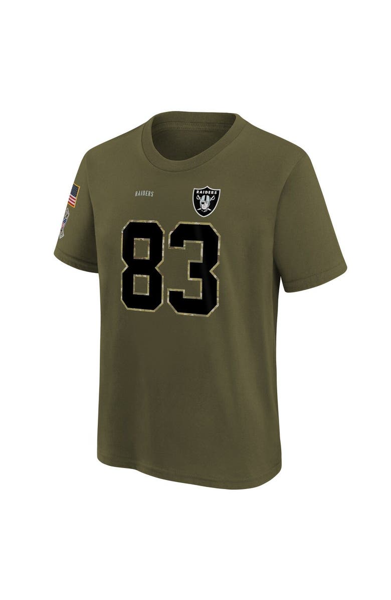Nike Youth Nike Darren Waller Olive Las Vegas Raiders 2022 Salute To Service Name & Number T-Shirt, Alternate, color, 