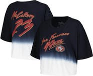 Majestic Threads Women's Majestic Threads Christian McCaffrey Black/White San Francisco 49ers Dip-Dye Player Name & Number Crop Top