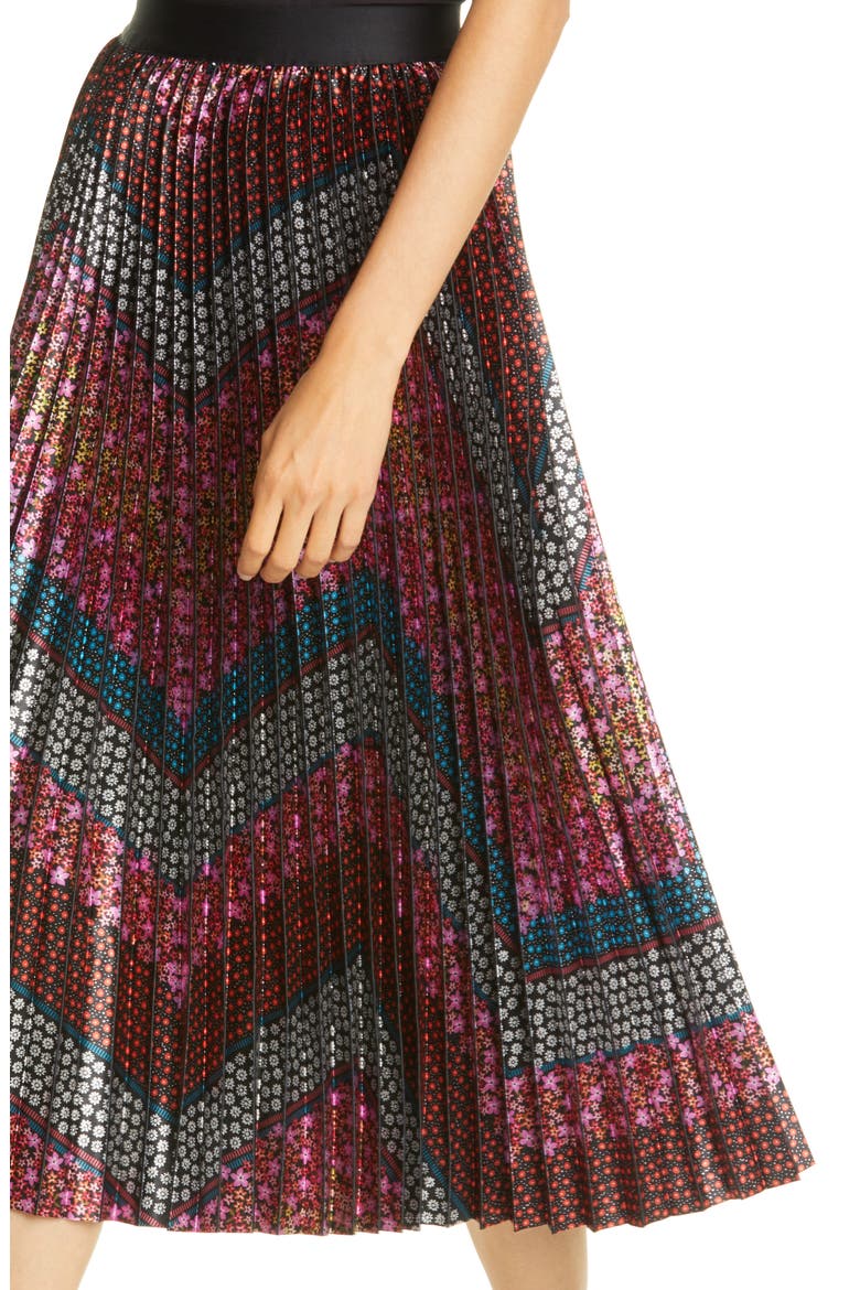 Love Street Floral Chevron Pleated Skirt, Alternate, color, LOVE STREET