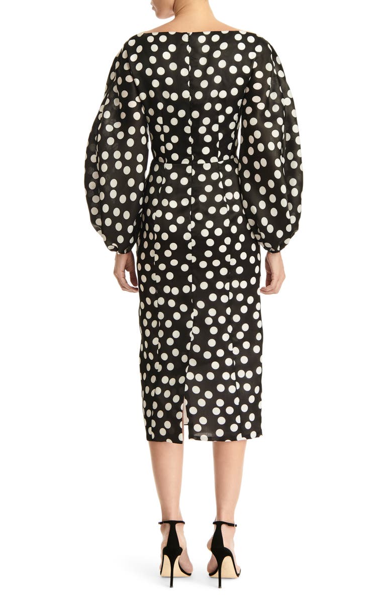 Carolina Herrera Long Sleeve Wide V-Neck Dress, Alternate, color,