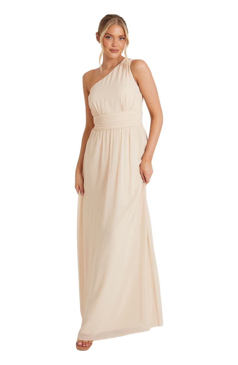 Six Stories One Shoulder Chiffon Bridesmaid Dress, Main, color, Cream