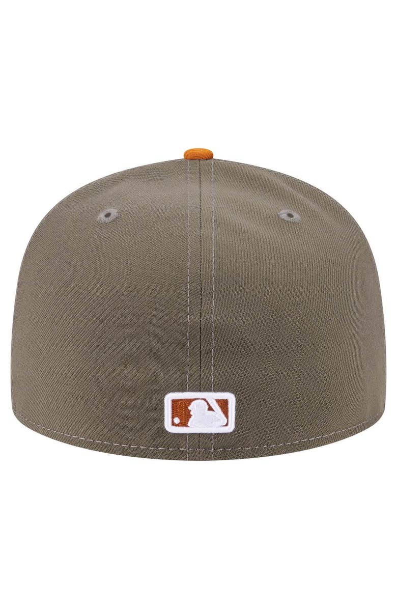 New Era Men's New Era Olive/Orange Los Angeles Dodgers Two-Tone Color Pack A-Frame 59FIFTY Fitted Hat, Alternate, color, Olive
