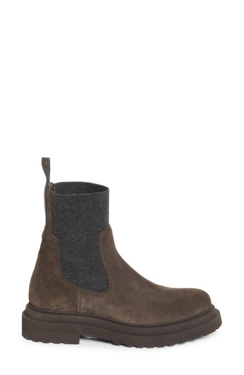Brunello Cucinelli Cedar Brown Flat Shoes With Elasticated Side Panels And Rubber Sole In Multi
