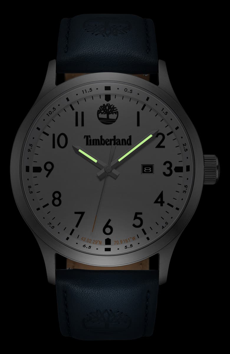 Timberland Leather Strap Watch, 45mm, Alternate, color, 