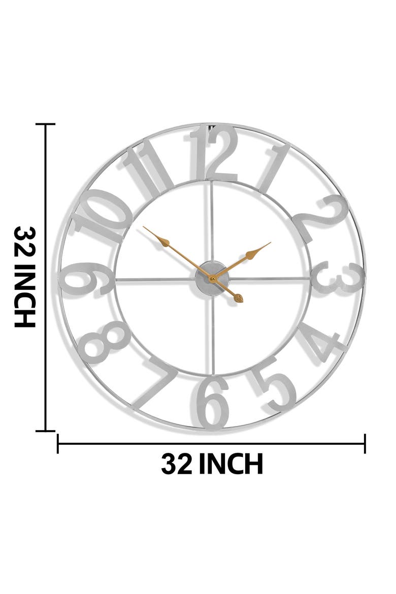 32 Inch Large Wall Clock, Alternate, color, SILVER