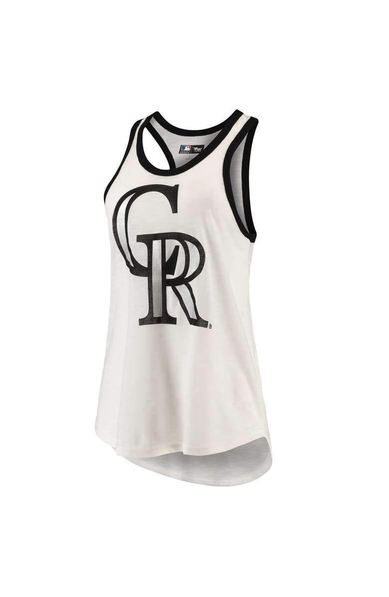 G-III 4HER BY CARL BANKS Women's G-III 4Her by Carl Banks White Colorado Rockies Tater Racerback Tank Top, Main, color,