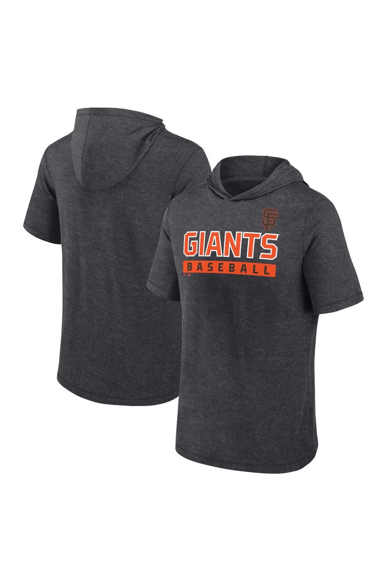 Men's Fanatics Heather Charcoal San Francisco Giants Push Short Sleeve Pullover Hoodie, Main, color, Heather Charcoal