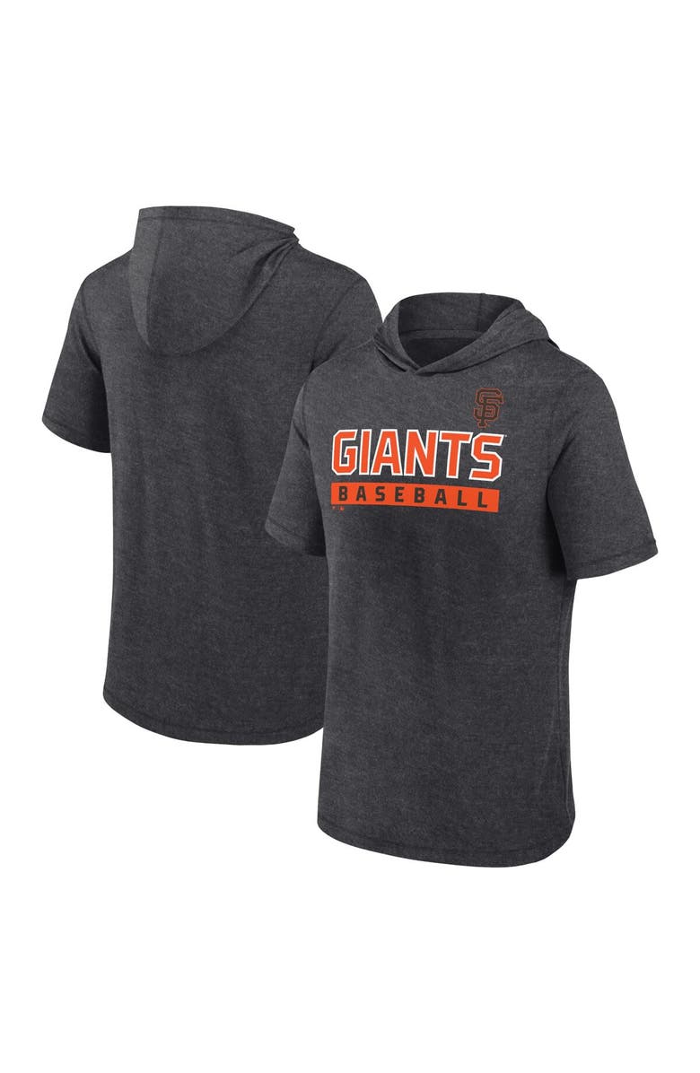 FANATICS Men's Fanatics Heather Charcoal San Francisco Giants Push Short Sleeve Pullover Hoodie, Main, color, Heather Charcoal