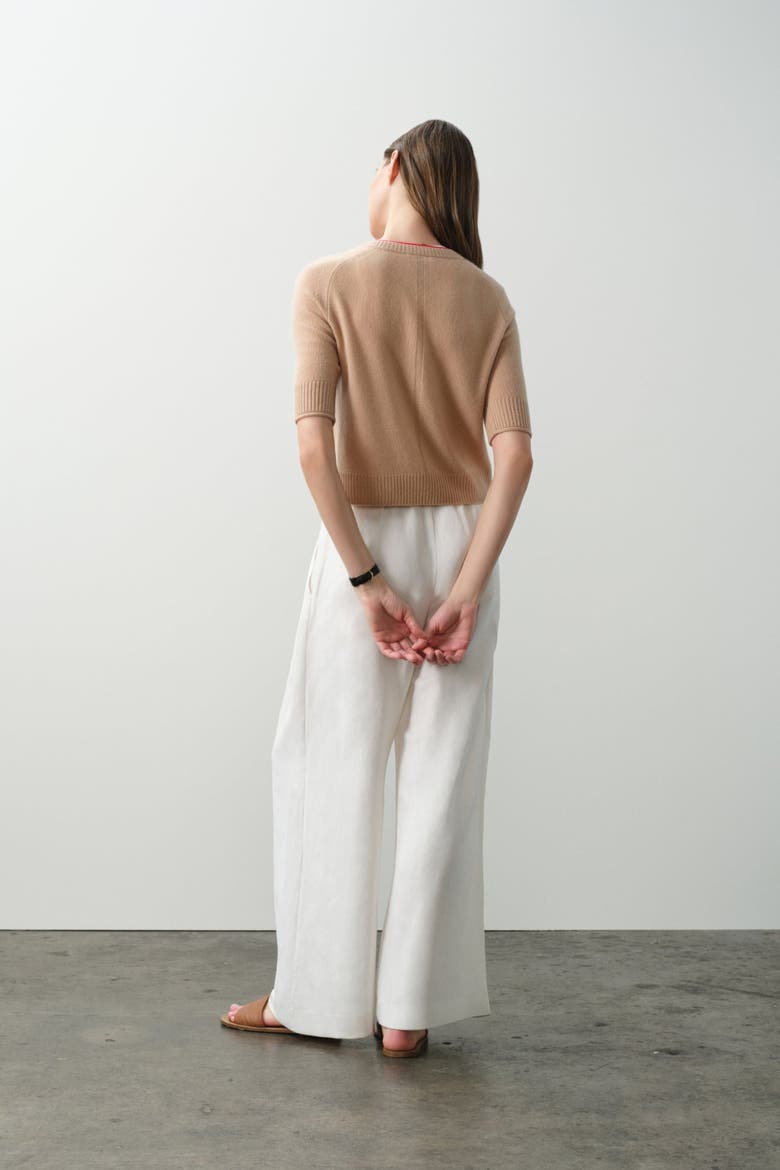 Ana Elbow Sleeve Cashmere Cardigan, Alternate, color, HONEY/POPPY