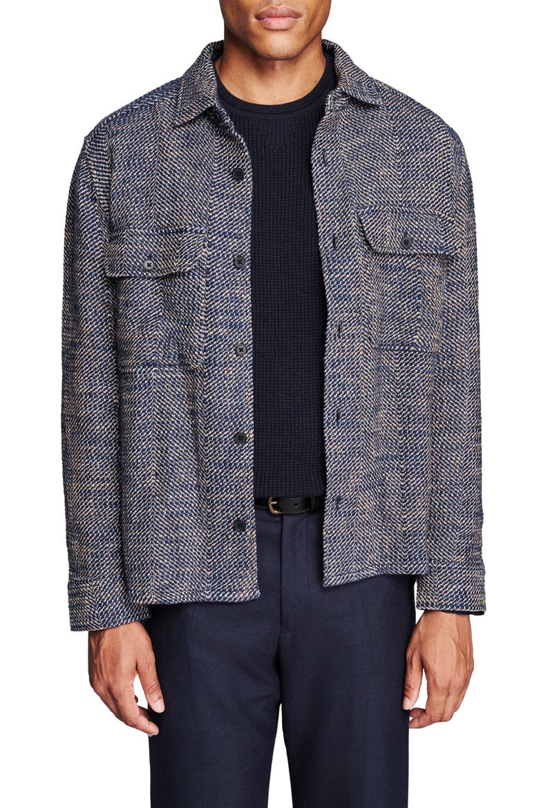 'John T' Trim Fit Graph Sport Shirt, Main, color, CARBON BLUE MULTI