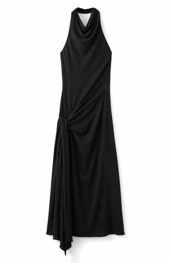 Side Drape Halter Maxi Dress
