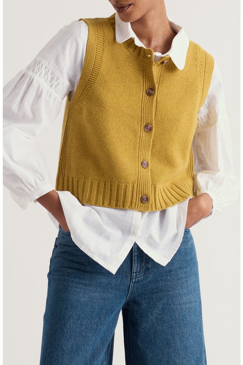 Derwenn Merino Wool Blend Sweater Vest, Main, color, GOLDEN PEAR
