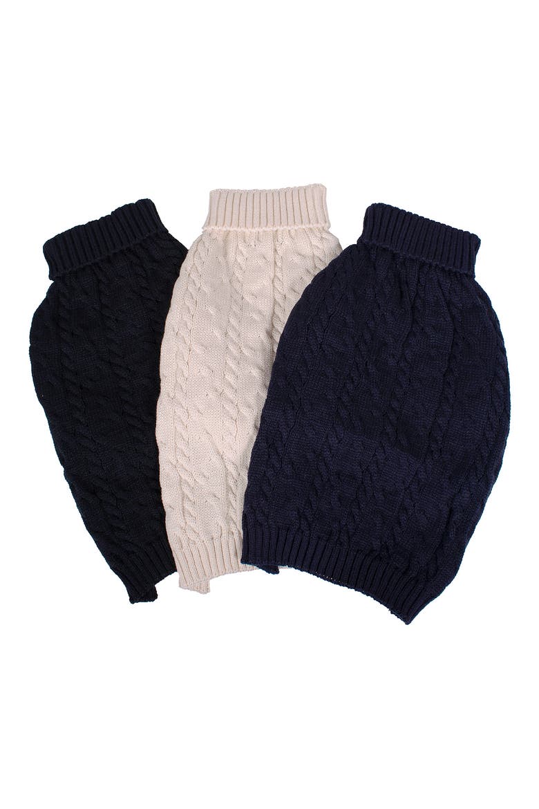 Cable Knit Dog Sweater, Alternate, color, NAVY