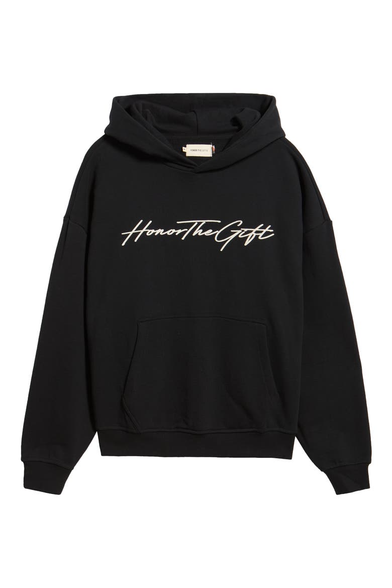 Script Cotton Graphic Hoodie, Alternate, color, BLACK