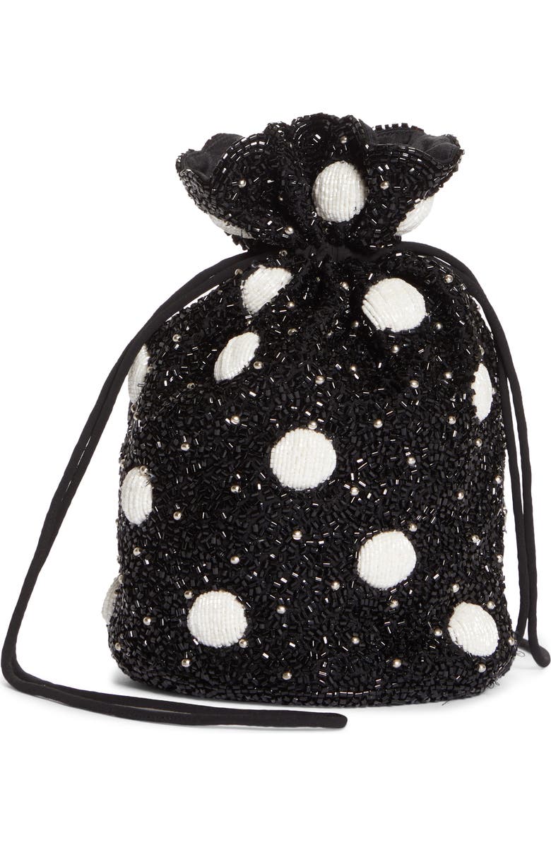 Ganni Hand Beaded Drawstring Bag, Main, color,