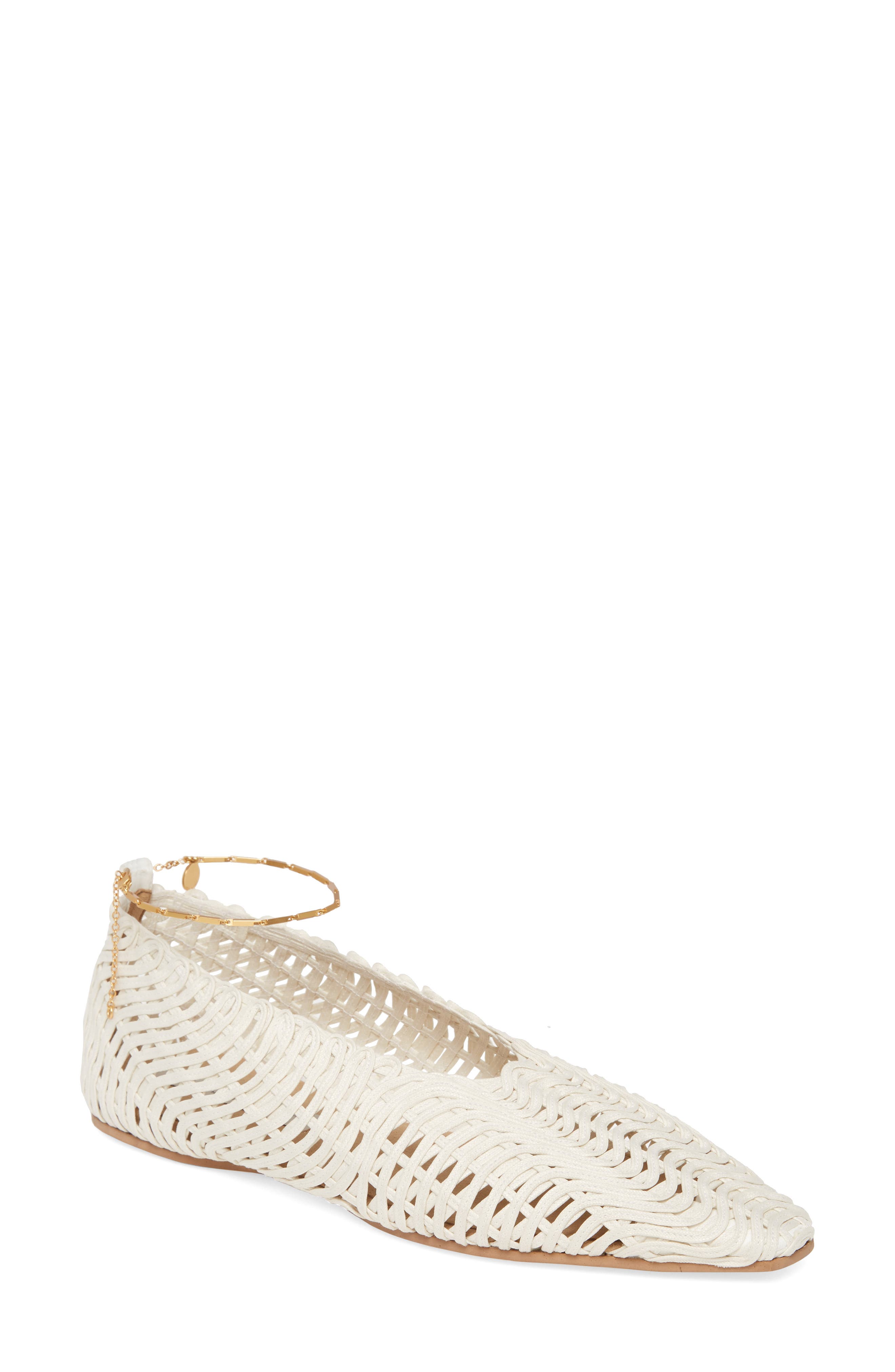 Stella McCartney Wicker Ballet Flat with Ankle Bracelet, Main, color, 