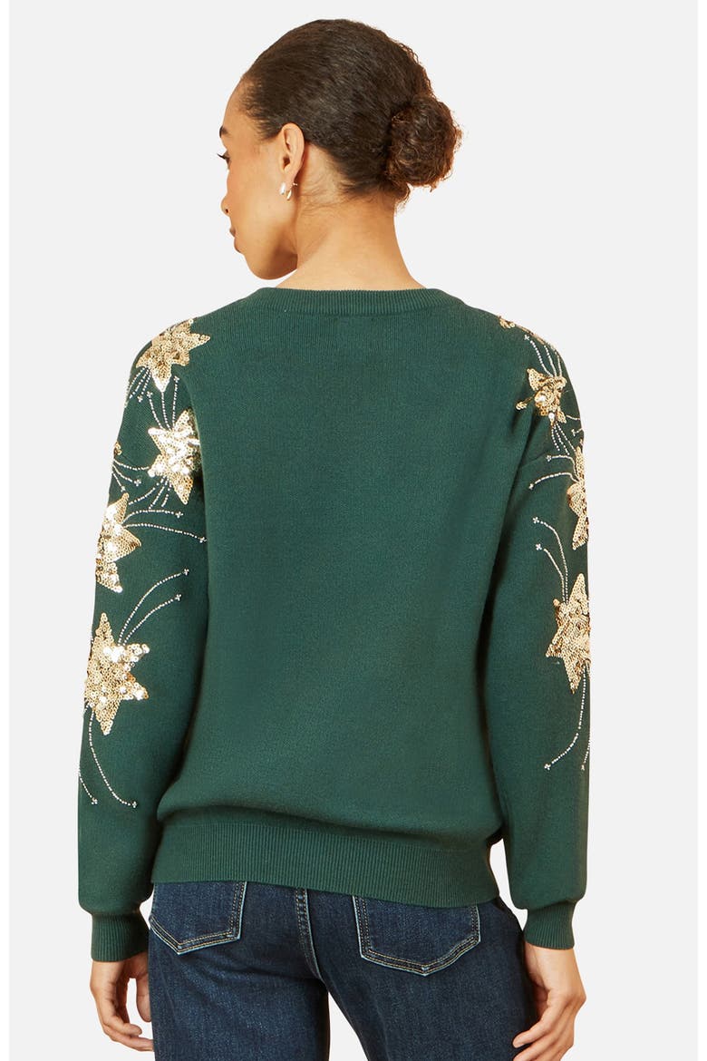 Sequin Star Sleeves Jumper, Alternate, color, Green