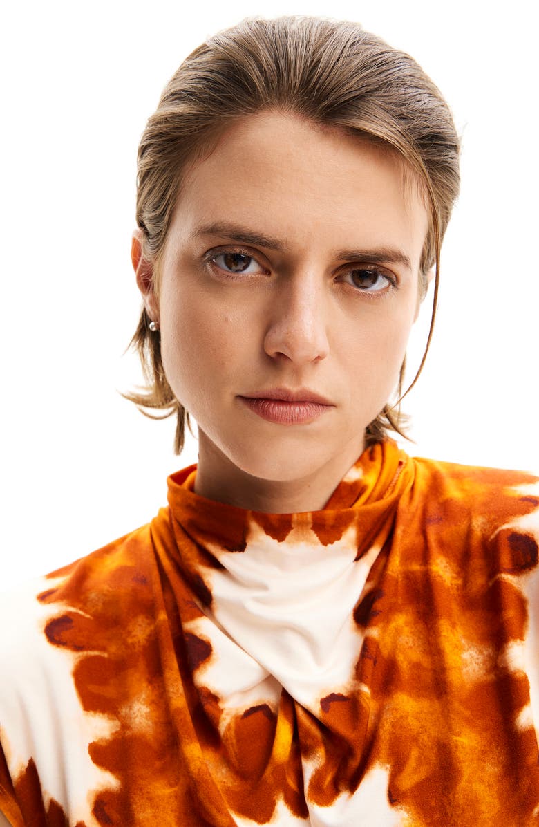 Desigual Tie Dye Draped Top, Alternate, color, 