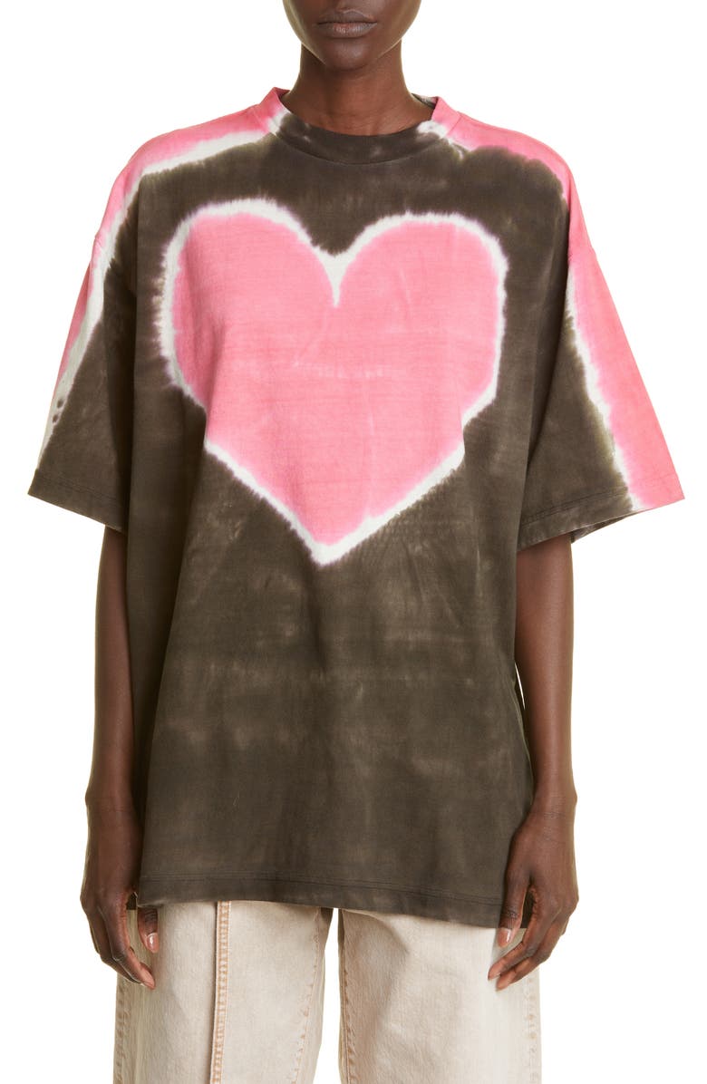 Acne Studios Edra Couer Tie Dye Cotton Graphic Tee, Main, color, 