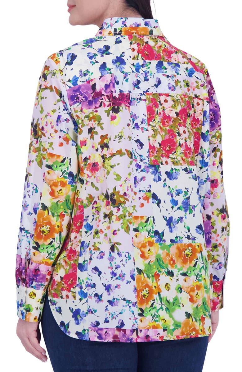 Foxcroft Meghan Floral Patchwork Button-Up Shirt, Alternate, color, 
