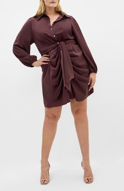 Lianna Long Sleeve Belted Shirtdress