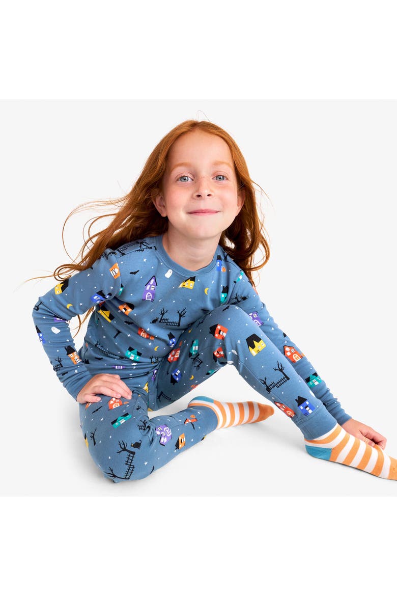 Kids Organic Pj Pant In Halloween Prints, Alternate, color, Moonlight Spooky Village
